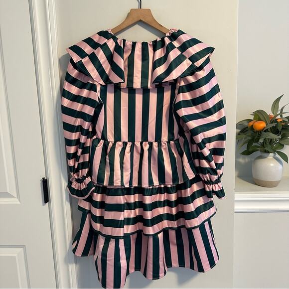 Crosby by Mollie Burch Pink Green Ruffle Mini Dress XS - Picture 6 of 9